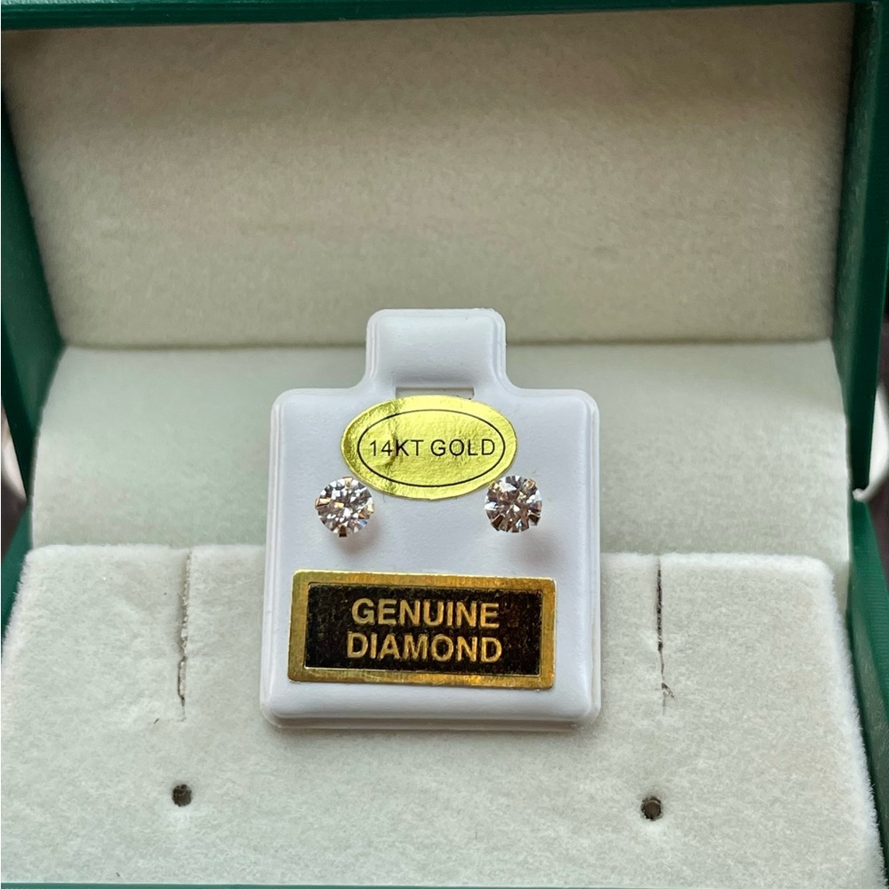 Certified Diamond studs earrings. 14KT Solid Yellow Gold .50ct Total - Picture 6 of 14